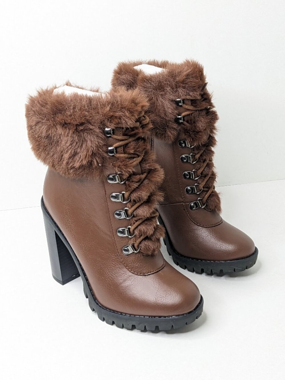 Bcbgeneration Pelica Faux Fur Ankle Boots Brown Women's 5